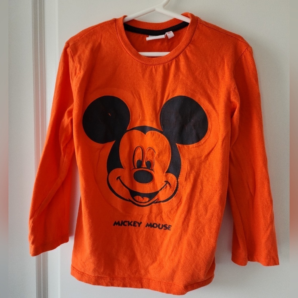 Kids sz122 sz 6 Disney Junior Mickey Mouse Orange Long Sleeve Graphic T-Shirt